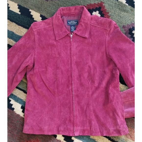 Sonoma Jean Company Women's Fitted Zip Genuine Suede Leather Jacket Small - Picture 12 of 13